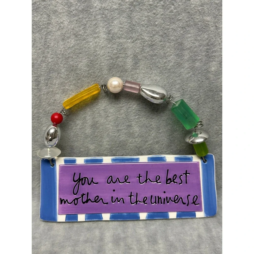 You Are Best‎ Mother VTG Sign Department 56 Ceramic w/Colorful Beads Decorative